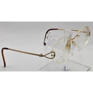 Vintage Christian Dior Rimless Oval Eyeglasses Gold Tone CD Logo 1940s 1950s K9
